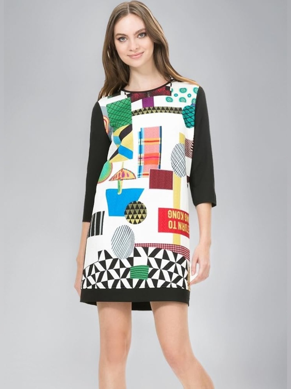 DESIGUAL KATIA 3/4
SLEEVE DRESS WITH VIBRANT PRINT SIZE L